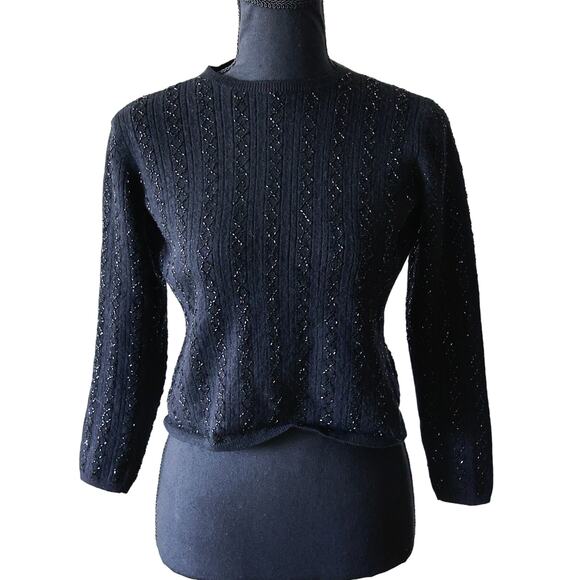 Brooks Brothers Sweaters - Brooks Brothers Black Italian Merino Wool Sweater with sequins size XS